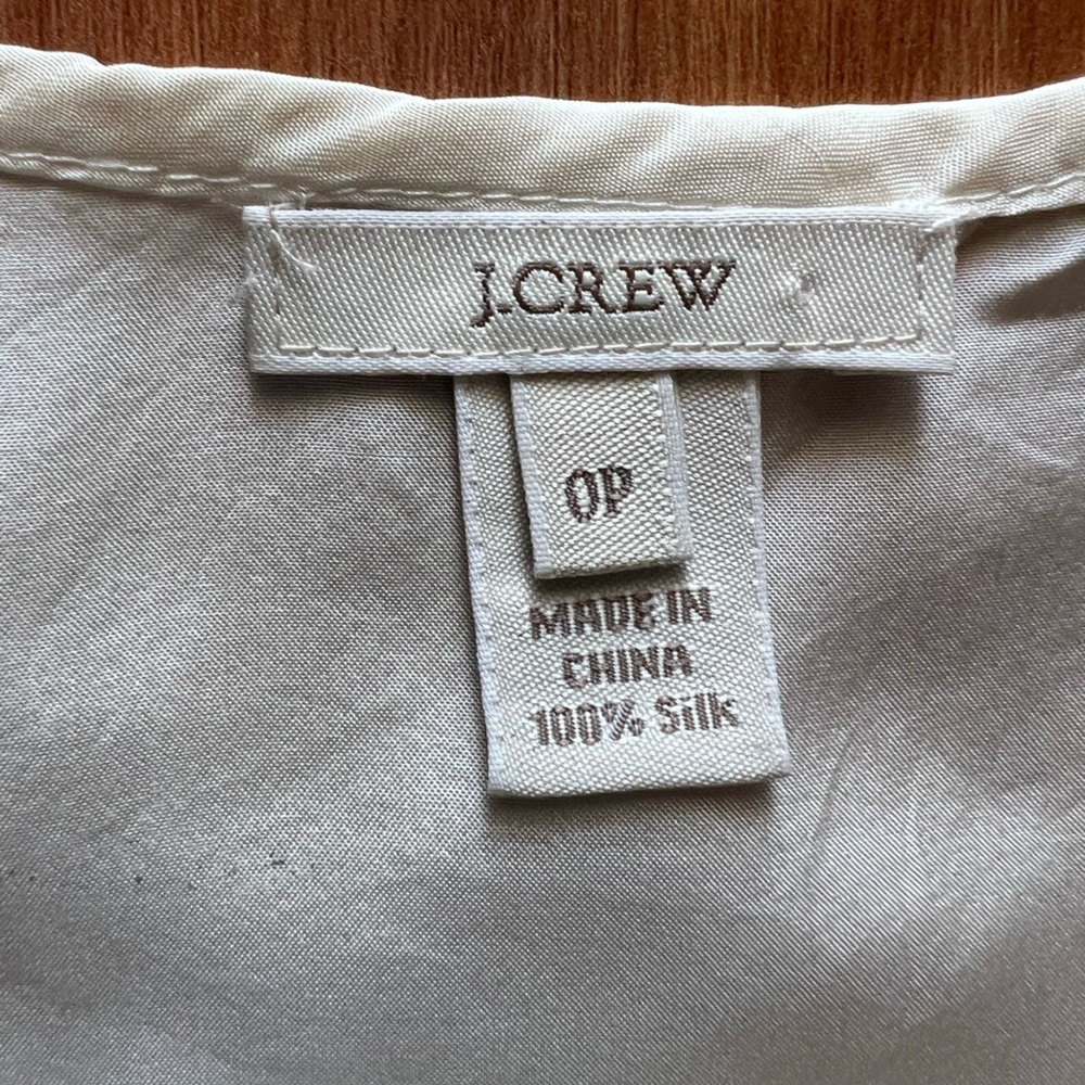 JCrew Silk Ivory Sleeveless Ribbon Blouse Size 0 - Picture 4 of 7